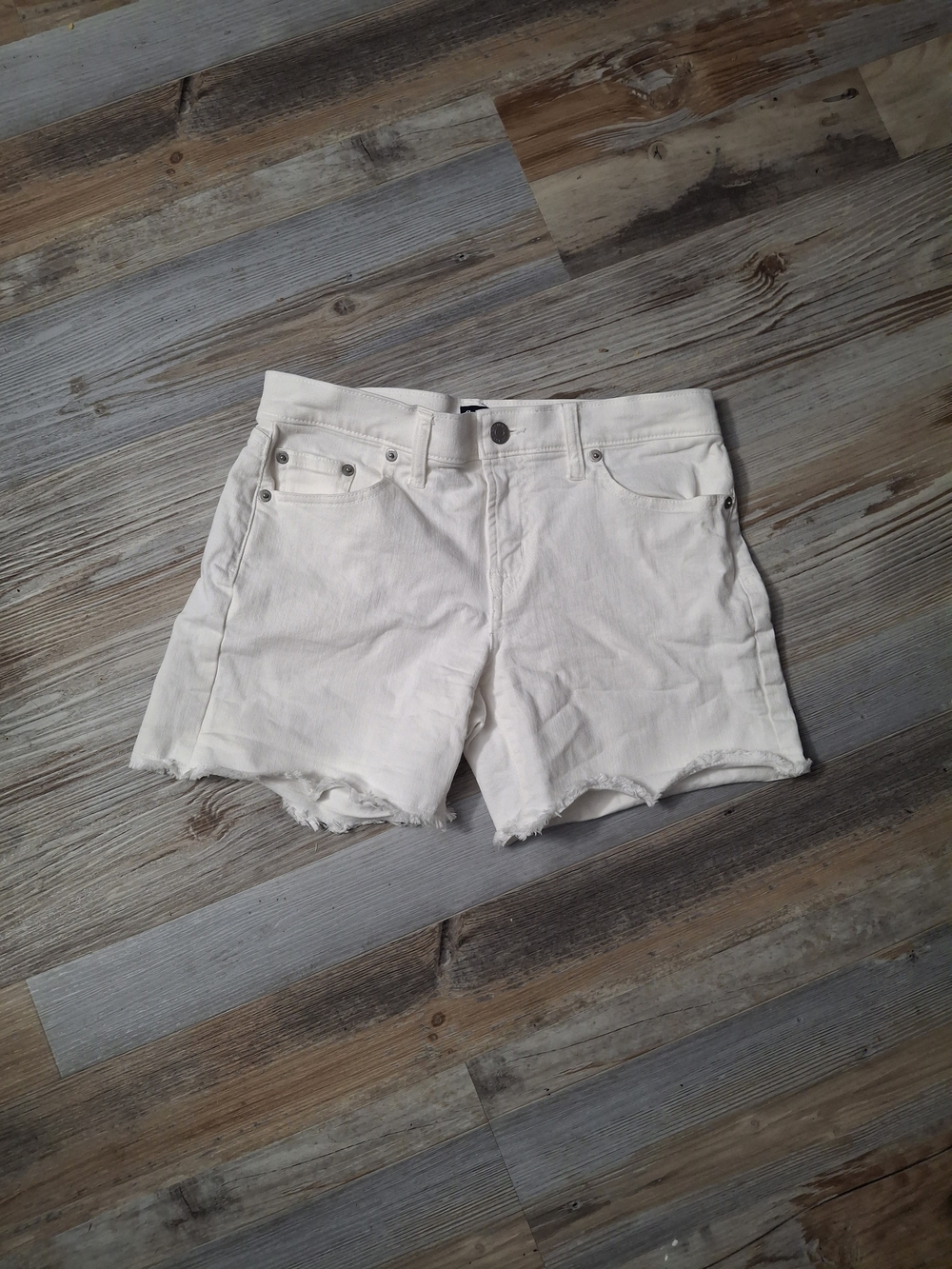 GAP Women's White Denim Cutoff Shorts with Raw Hem Size 25